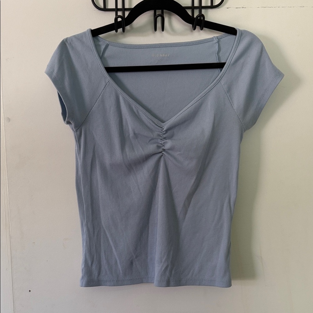 Old Navy Light Blue Ruched Blouse